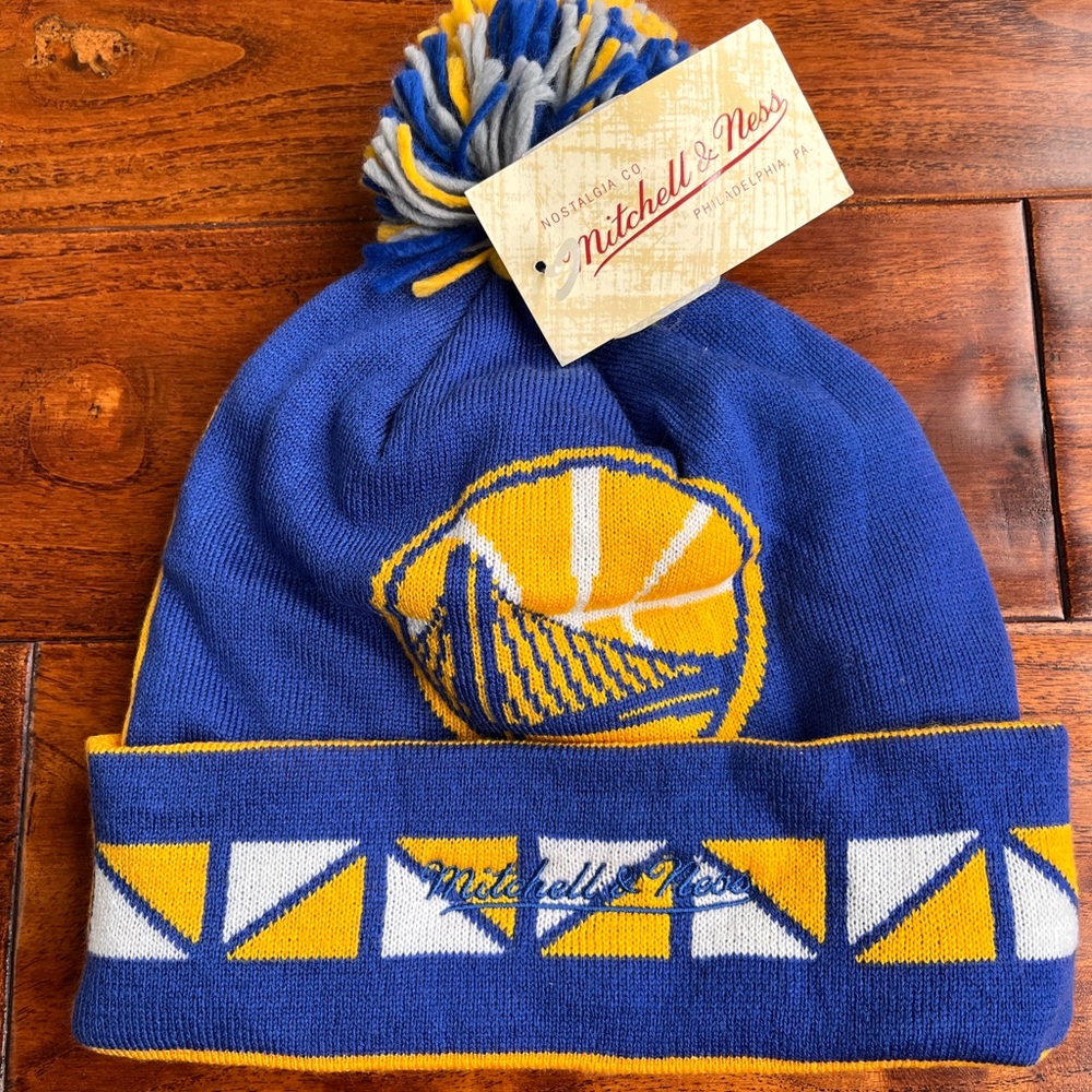 Golden State Warriors NBA Mitchell & Ness Winter Beanie Hat (NEW)